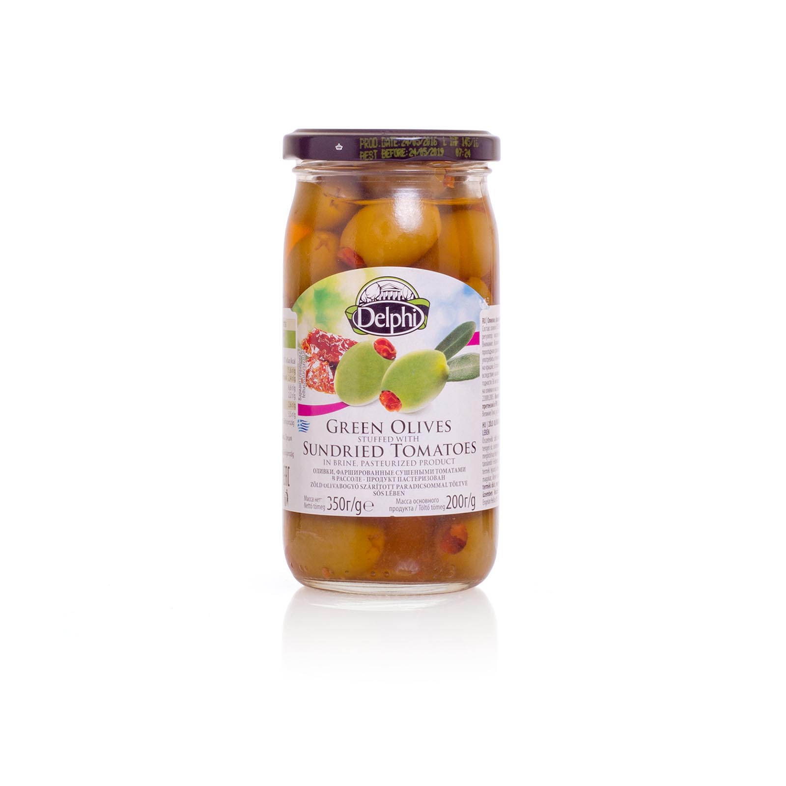 Оливки, фаршированные сушеными томатами, DELPHI 350г